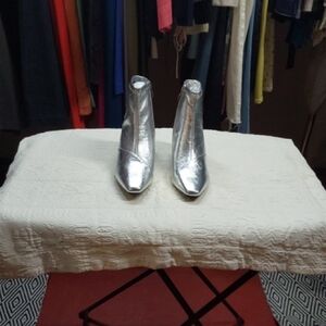 Leather Silver Ankle Boots